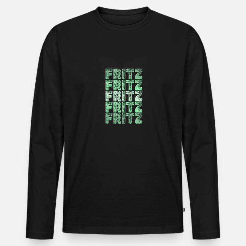 Fritz - Männer Premium Bio Langarmshirt - Schwarz
