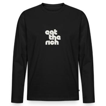 Mangez les riches - T-shirt manches longues Premium bio Homme - noir - Devant - Nico (187cm)