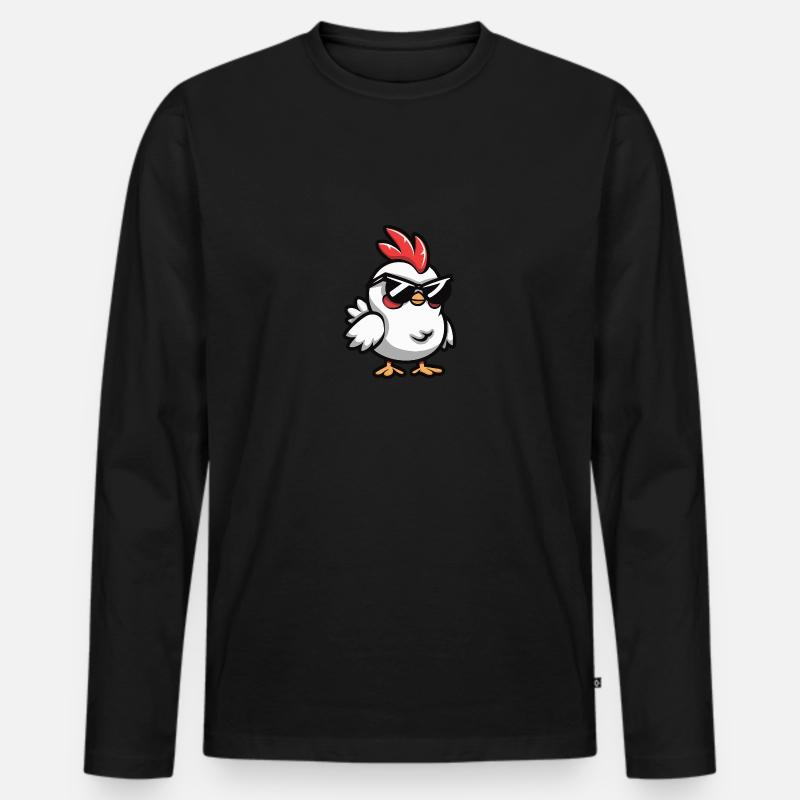 Huhn Cool Tier - Männer Premium Bio Langarmshirt - Schwarz