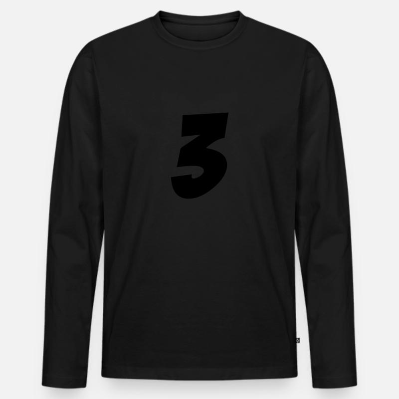 3 - Männer Premium Bio Langarmshirt - Schwarz