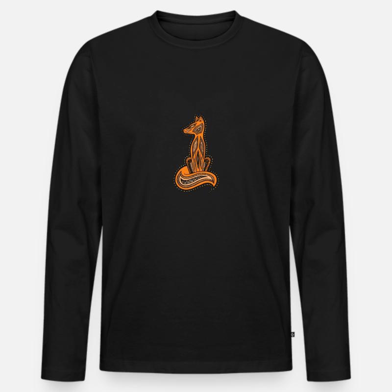 Mandala Fox colour - Männer Premium Bio Langarmshirt - Schwarz