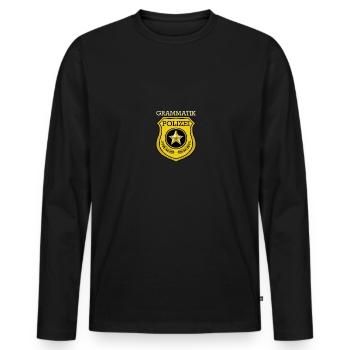 Grammatik Polizei Rechtschreibung Deutschlehrer - Männer Premium Bio Langarmshirt - Schwarz - Vorne - Nico (187cm)