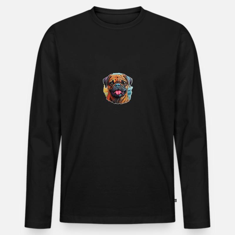 Mops - Männer Premium Bio Langarmshirt - Schwarz