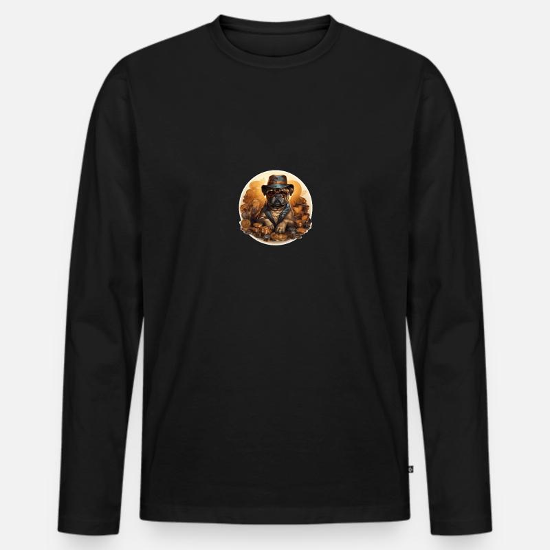 Mops Gold Digger - Männer Premium Bio Langarmshirt - Schwarz