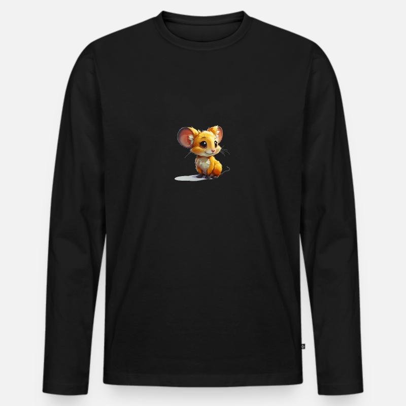 niedliche Maus - Männer Premium Bio Langarmshirt - Schwarz