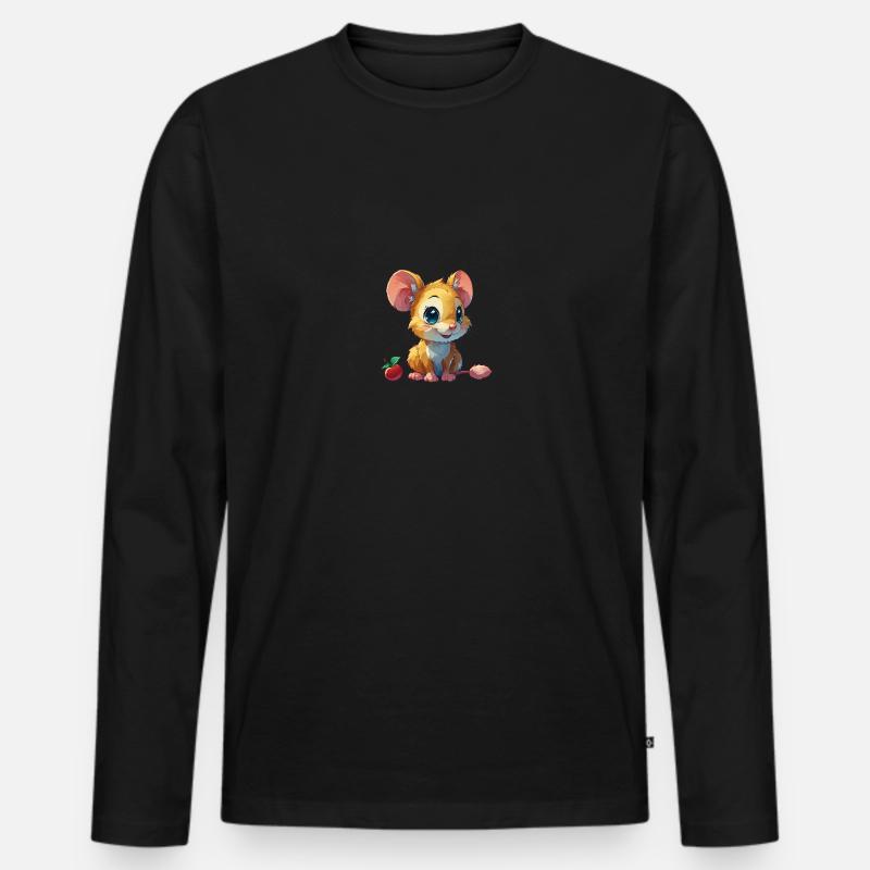 niedliche Maus - Männer Premium Bio Langarmshirt - Schwarz