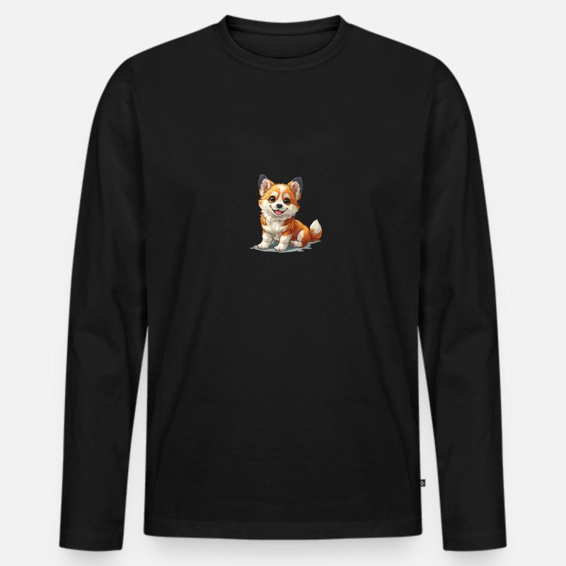 Niedlicher kleiner Hund - Männer Premium Bio Langarmshirt - Schwarz