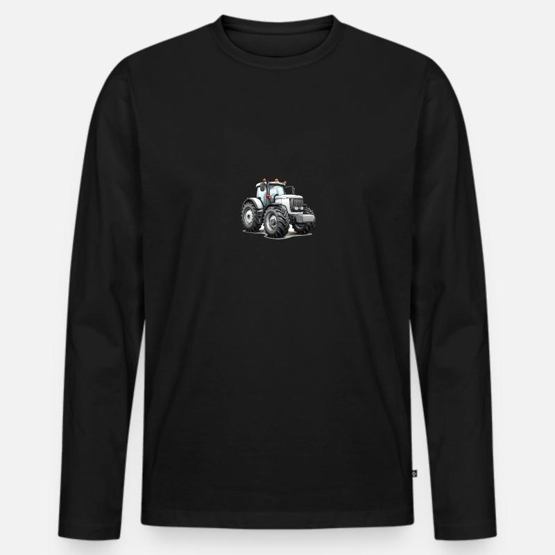 Niedlicher Traktor - Männer Premium Bio Langarmshirt - Schwarz