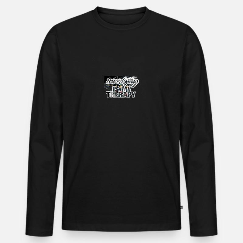 Powerlifting is my therapy - Männer Premium Bio Langarmshirt - Schwarz