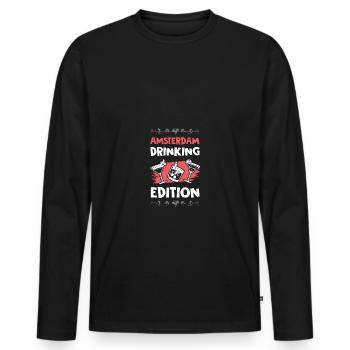 Amsterdam Édition à boire - T-shirt manches longues Premium bio Homme - noir - Devant - Nico (187cm)