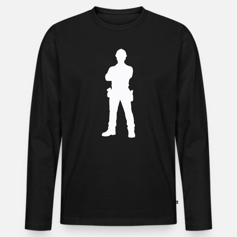 Construction Worker Construction Silhouette - Men's Premium Organic Long Sleeve Shirt - black