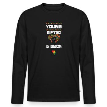 Jeunes surdoués et noirs - T-shirt manches longues Premium bio Homme - noir - Devant - Nico (187cm)