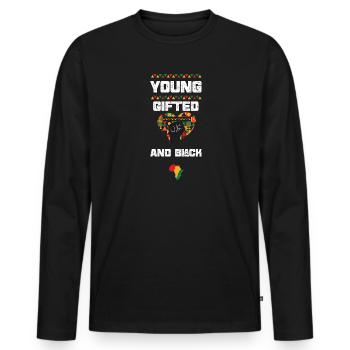 Jeunes surdoués et noirs - T-shirt manches longues Premium bio Homme - noir - Devant - Nico (187cm)