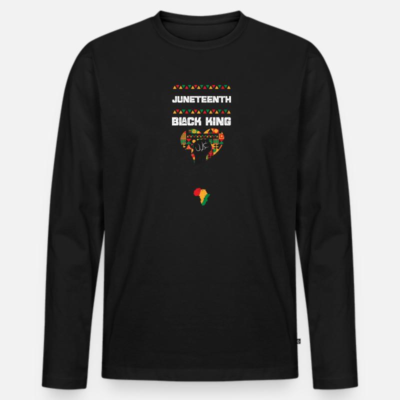 Juneteenth Black King - Männer Premium Bio Langarmshirt - Schwarz