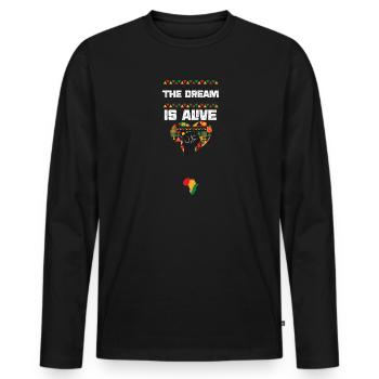 Le rêve est vivant - T-shirt manches longues Premium bio Homme - noir - Devant - Nico (187cm)