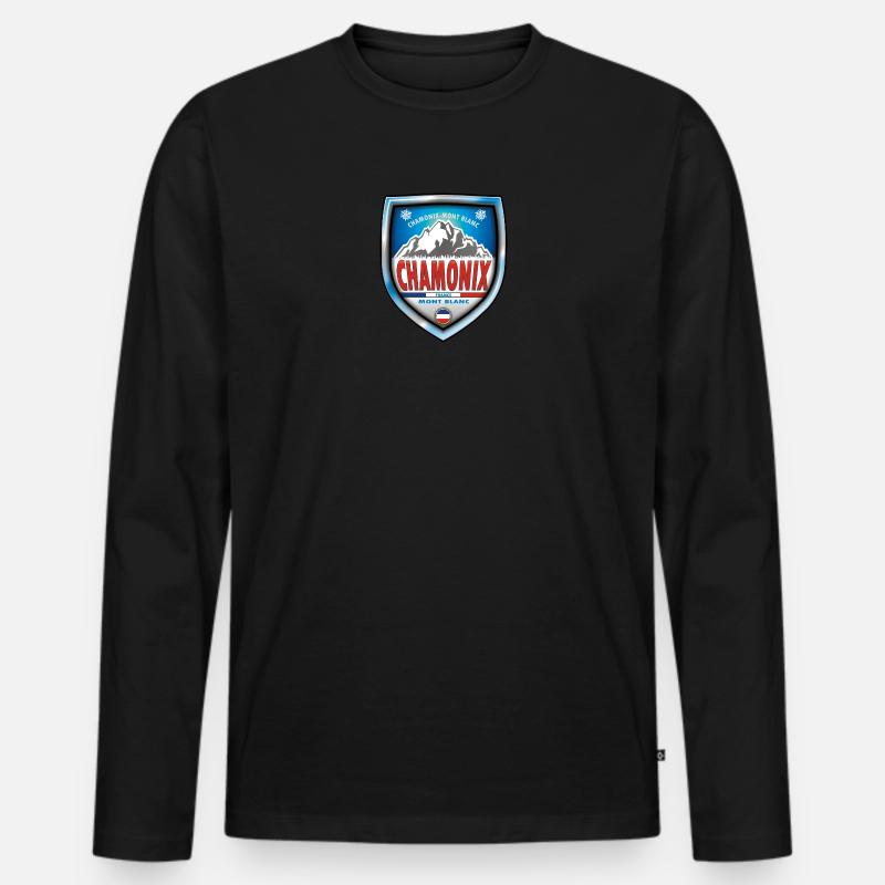 Chamonix, Mont Blanc, Frankreich - Männer Premium Bio Langarmshirt - Schwarz