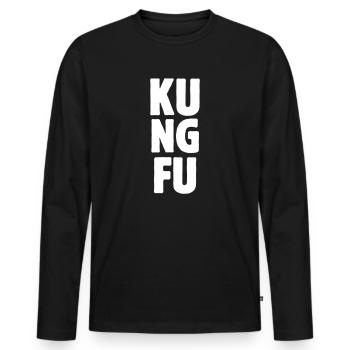 Kung Fu Combattant d’arts martiaux chinois - T-shirt manches longues Premium bio Homme - noir - Devant - Nico (187cm)