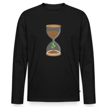 EARTH DAY SABLIER TEMPS PLANTE NATURE SALUT IDÉE - T-shirt manches longues Premium bio Homme - noir - Devant - Nico (187cm)