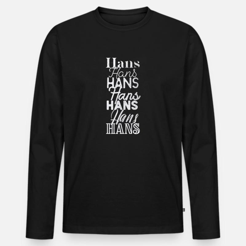 Hans - Männer Premium Bio Langarmshirt - Schwarz
