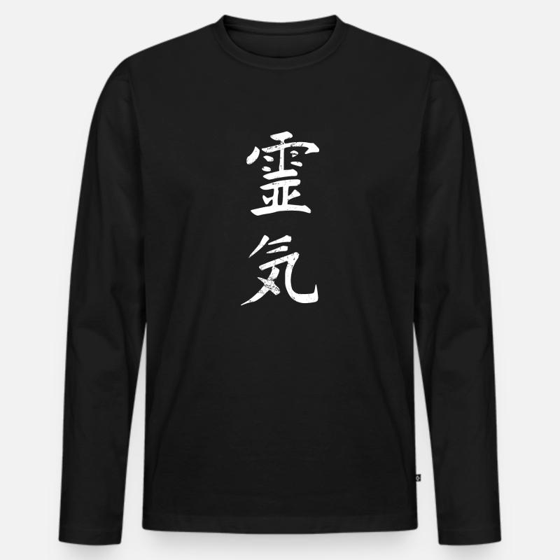 Reiki Weis - Männer Premium Bio Langarmshirt - Schwarz