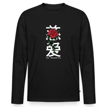 No Regrets Roses Japon - T-shirt manches longues Premium bio Homme - noir - Devant - Nico (187cm)