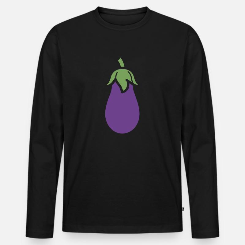 Aubergine - Männer Premium Bio Langarmshirt - Schwarz