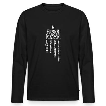 cancer aid - Men's Premium Organic Long Sleeve Shirt - black - Front - Nico (187cm)