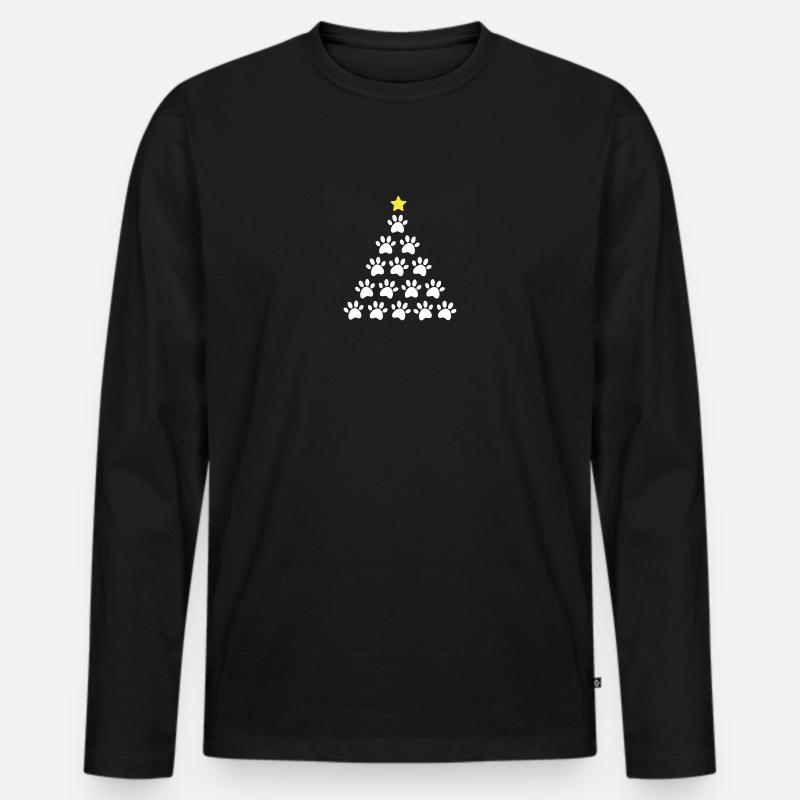 Weihnachtsbaum Pfote - Männer Premium Bio Langarmshirt - Schwarz