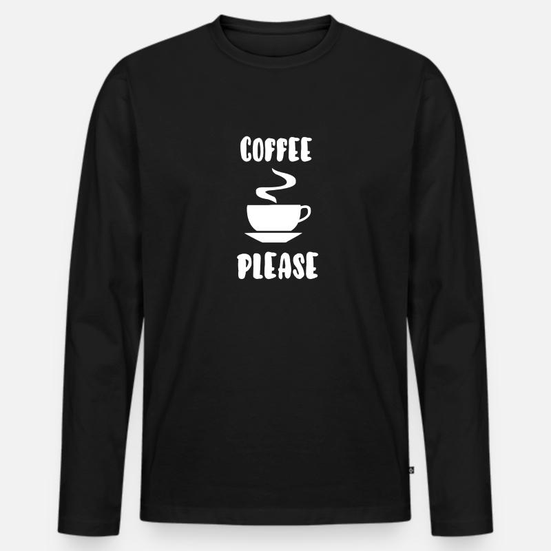 Kaffee bitte - Männer Premium Bio Langarmshirt - Schwarz