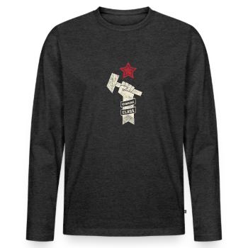 Working class Sputnik Gagarin Russia Astronaut - Men's Premium Organic Long Sleeve Shirt - heather anthracite - Front - Nico (187cm)