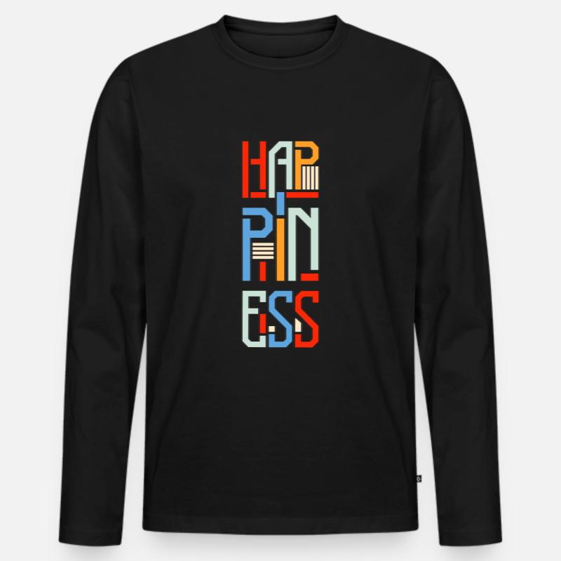 Glücklich Positiv Geld - Männer Premium Bio Langarmshirt - Schwarz