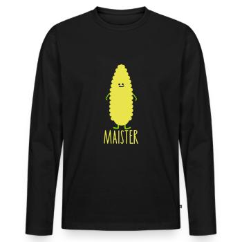 Meister - Männer Premium Bio Langarmshirt - Schwarz - Vorne - Nico (187cm)