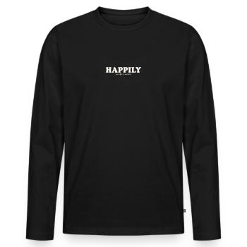 HAPPILY EVER AFTER IS OVERRATED - Männer Premium Bio Langarmshirt - Schwarz - Vorne - Nico (187cm)