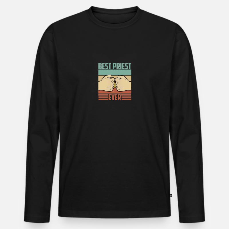 Bester Priester ever - Männer Premium Bio Langarmshirt - Schwarz