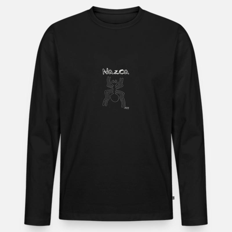 Nazca Spider - Männer Premium Bio Langarmshirt - Schwarz