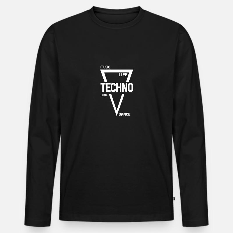 Rave-Techno-Musik - Männer Premium Bio Langarmshirt - Schwarz