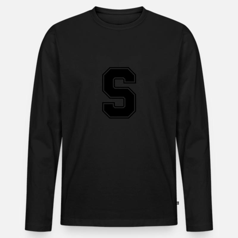 buchstabe S - Männer Premium Bio Langarmshirt - Schwarz