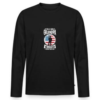 i am a dad grandpa and a veteran nothing scares me - Men's Premium Organic Long Sleeve Shirt - black - Front - Nico (187cm)