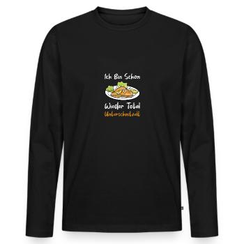 Unterschnitzelt Wiener Schnitzel Fleisch Geschenk - Männer Premium Bio Langarmshirt - Schwarz - Vorne - Nico (187cm)
