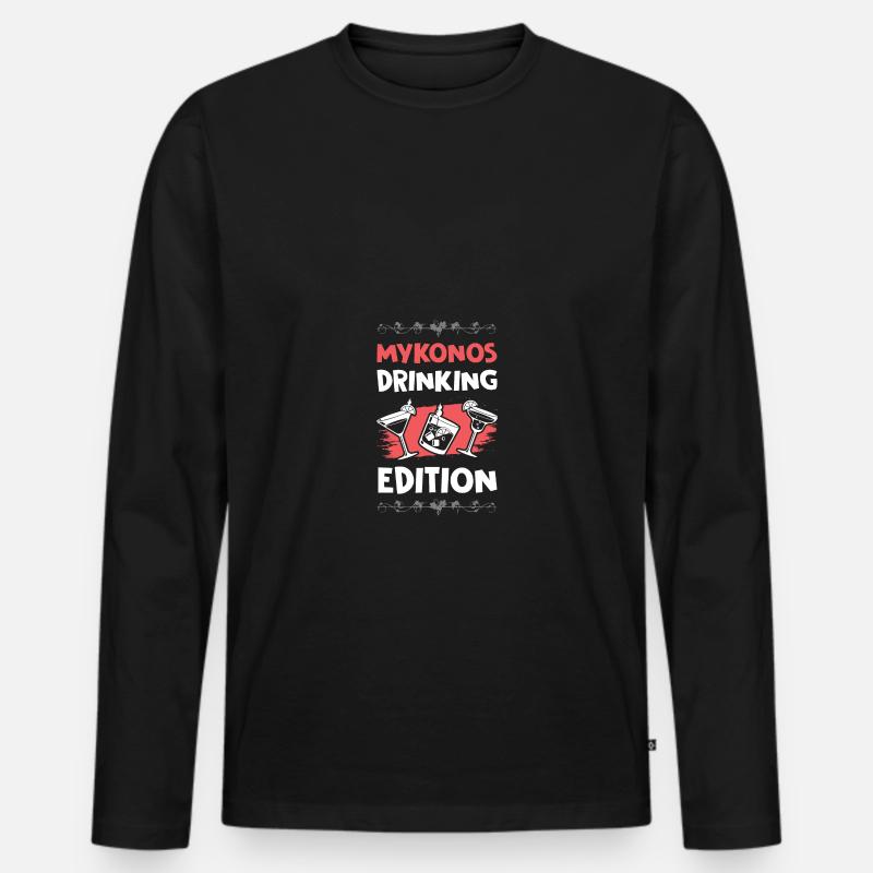 Mykonos Drinking Edition - Männer Premium Bio Langarmshirt - Schwarz