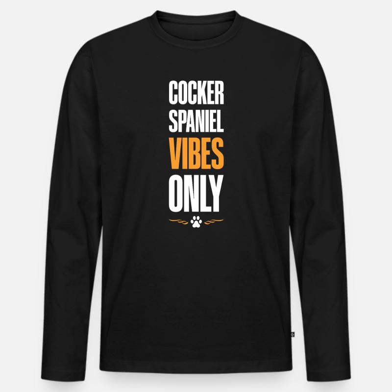 Cocker Spaniel Vibes Only - Männer Premium Bio Langarmshirt - Schwarz