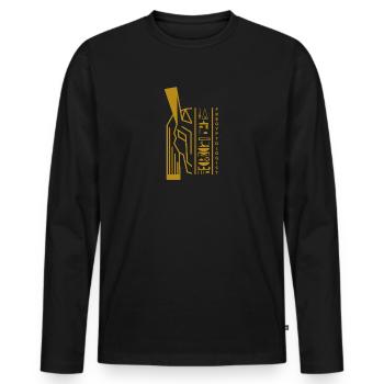 Hiéroglyphes Seth - motif or by Fregyptologist - T-shirt manches longues Premium bio Homme - noir - Devant - Nico (187cm)