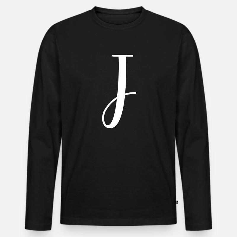 Kalligraphie, Initiale J - Männer Premium Bio Langarmshirt - Schwarz