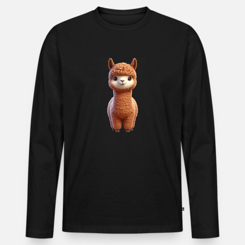 Alpaka 2 - Männer Premium Bio Langarmshirt - Schwarz