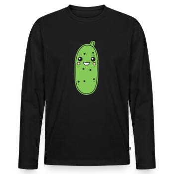 Gurke - Männer Premium Bio Langarmshirt - Schwarz - Vorne - Nico (187cm)