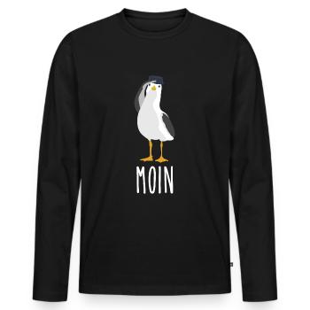 Moin Möwe Norddeutschland Begrüßung - Männer Premium Bio Langarmshirt - Schwarz - Vorne - Nico (187cm)