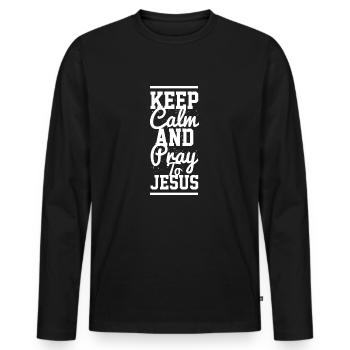 Proverbes chrétiens - T-shirt manches longues Premium bio Homme - noir - Devant - Nico (187cm)