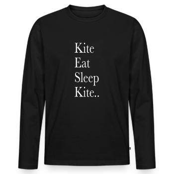 Kite Eat Sleep Kite.. - Männer Premium Bio Langarmshirt - Schwarz - Vorne - Nico (187cm)