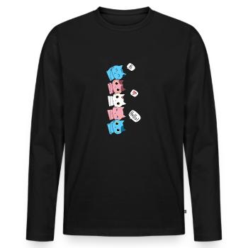 Chat de fierté transgenre LGBT Drapeau trans chats mignons - T-shirt manches longues Premium bio Homme - noir - Devant - Nico (187cm)