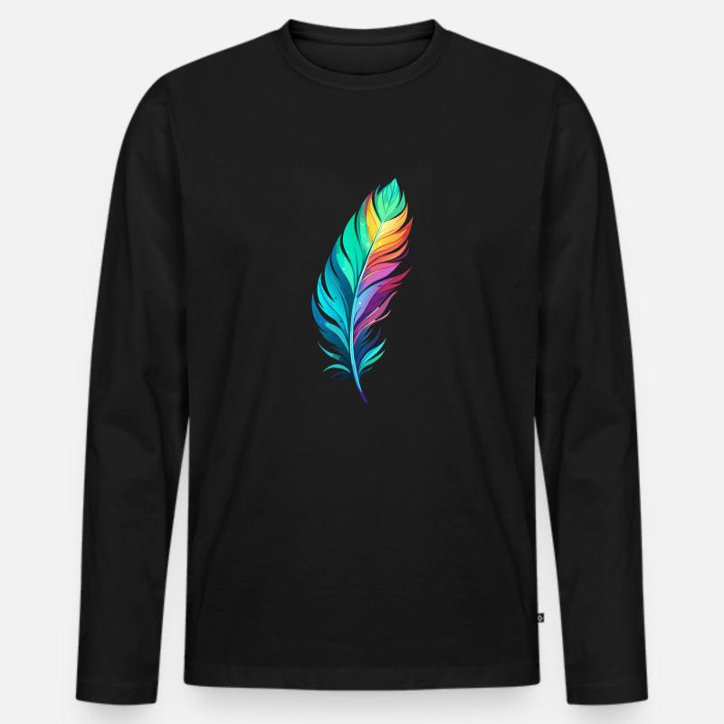 FEDER - Männer Premium Bio Langarmshirt - Schwarz